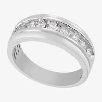 (F / Vs2) Mens 9M 1 CT. T.W. Lab Grown White Diamond 10K Gold Round Wedding Band