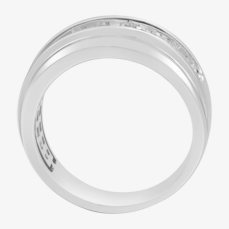 (F / Vs2) Mens 9M 1 CT. T.W. Lab Grown White Diamond 10K Gold Round Wedding Band