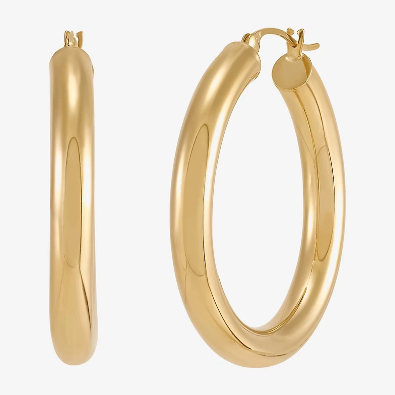 Bonded Brilliance Womens 14K Gold Bonded With Sterling Silver 30mm Hoop Earrings