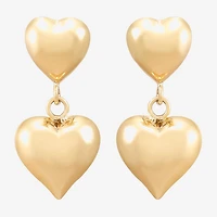 Gold Addiction Womens 10K Gold Heart Drop Earrings