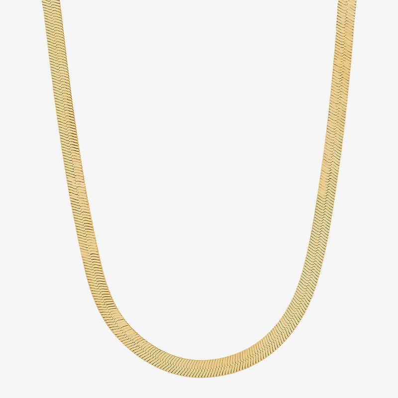 Bonded Brilliance Womens 14K Gold Bonded With Sterling Silver 18 Inch Herringbone Chain Necklace