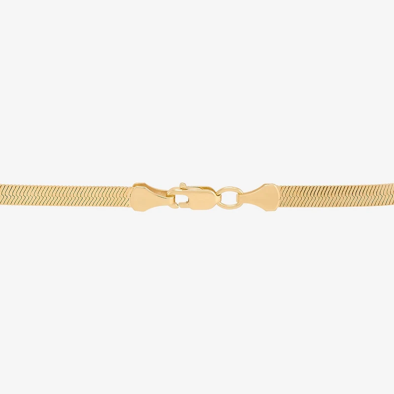 Bonded Brilliance Womens 14K Gold Bonded With Sterling Silver 7.5 Inch Solid Herringbone Chain Bracelet