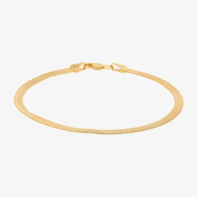 Bonded Brilliance Womens 14K Gold Bonded With Sterling Silver 7.5 Inch Solid Herringbone Chain Bracelet