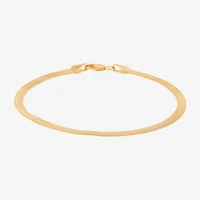 Bonded Brilliance Womens 14K Gold Bonded With Sterling Silver 7.5 Inch Solid Herringbone Chain Bracelet