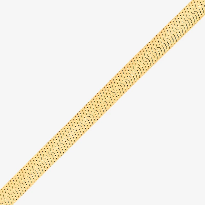Bonded Brilliance Womens 14K Gold Bonded With Sterling Silver 7.5 Inch Solid Herringbone Chain Bracelet