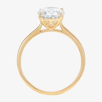 Womens White Cubic Zirconia 10K Gold Oval Solitaire Cocktail Ring