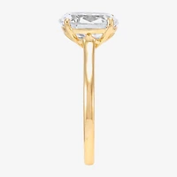 Womens White Cubic Zirconia 10K Gold Oval Solitaire Cocktail Ring