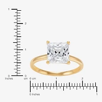 Womens White Cubic Zirconia 10K Gold Solitaire Cocktail Ring