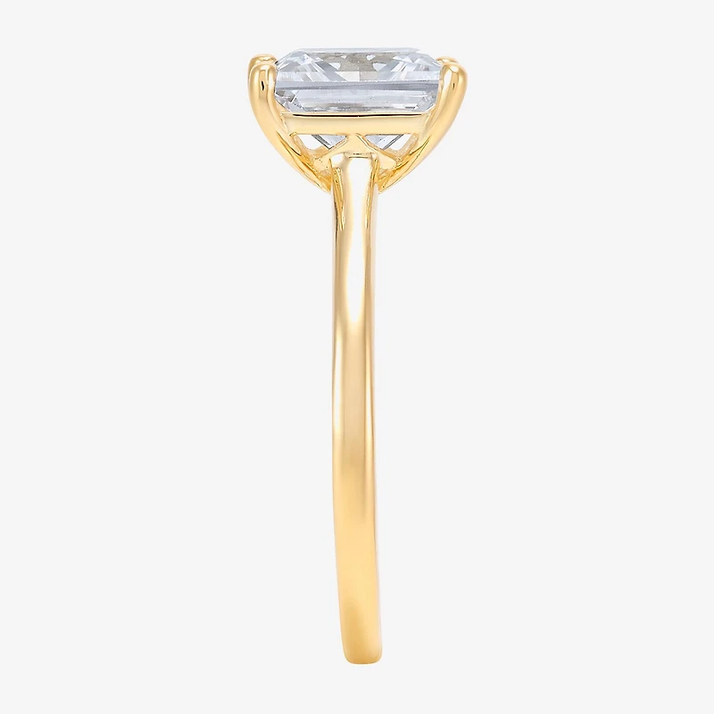 Womens White Cubic Zirconia 10K Gold Solitaire Cocktail Ring