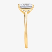 Womens White Cubic Zirconia 10K Gold Solitaire Cocktail Ring