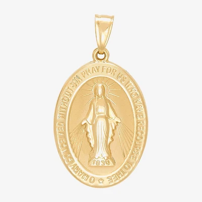 Virgin Mary Womens 14K Gold Oval Pendant