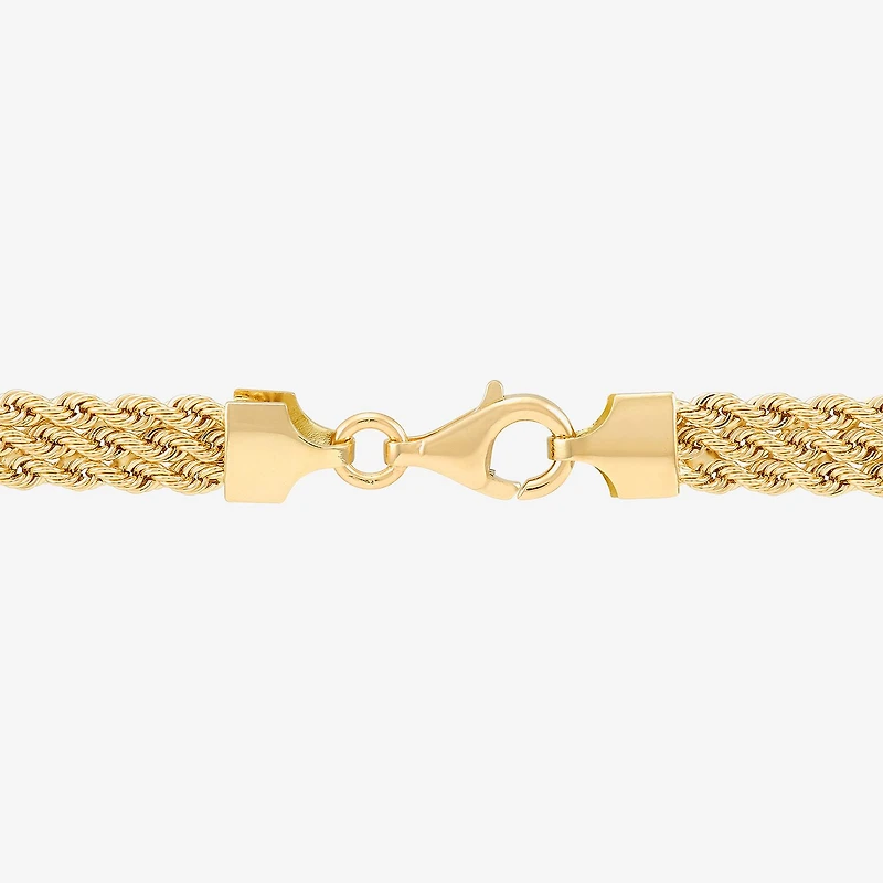 Made in Italy Womens 14K Gold 7.5 Inch Hollow Rope Chain Bracelet