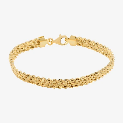 Made in Italy Womens 14K Gold 7.5 Inch Hollow Rope Chain Bracelet