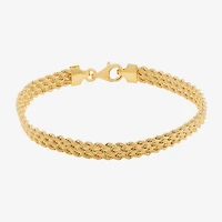Made in Italy Womens 14K Gold 7.5 Inch Hollow Rope Chain Bracelet