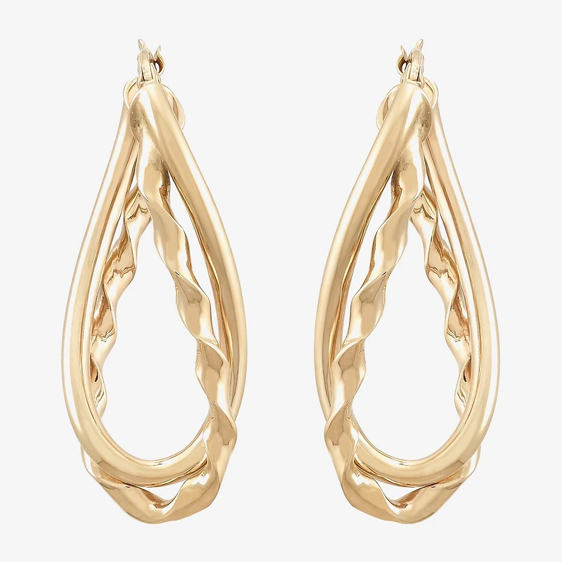 Made in Italy Womens 14K Gold 30mm Hoop Earrings