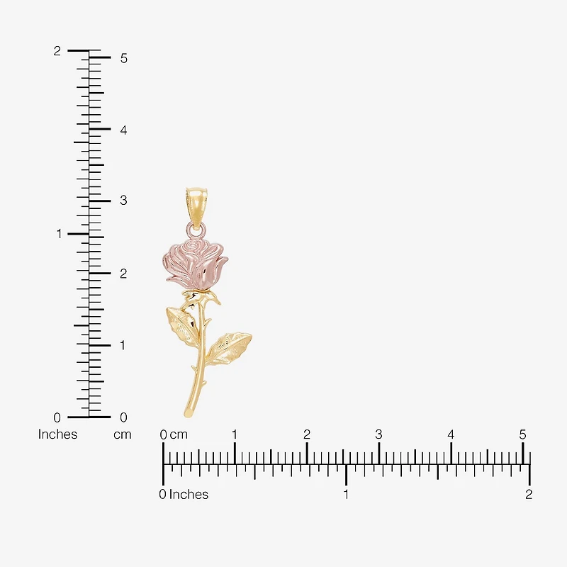 Womens 10K Two Tone Gold Flower Pendant
