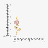 Womens 10K Two Tone Gold Flower Pendant