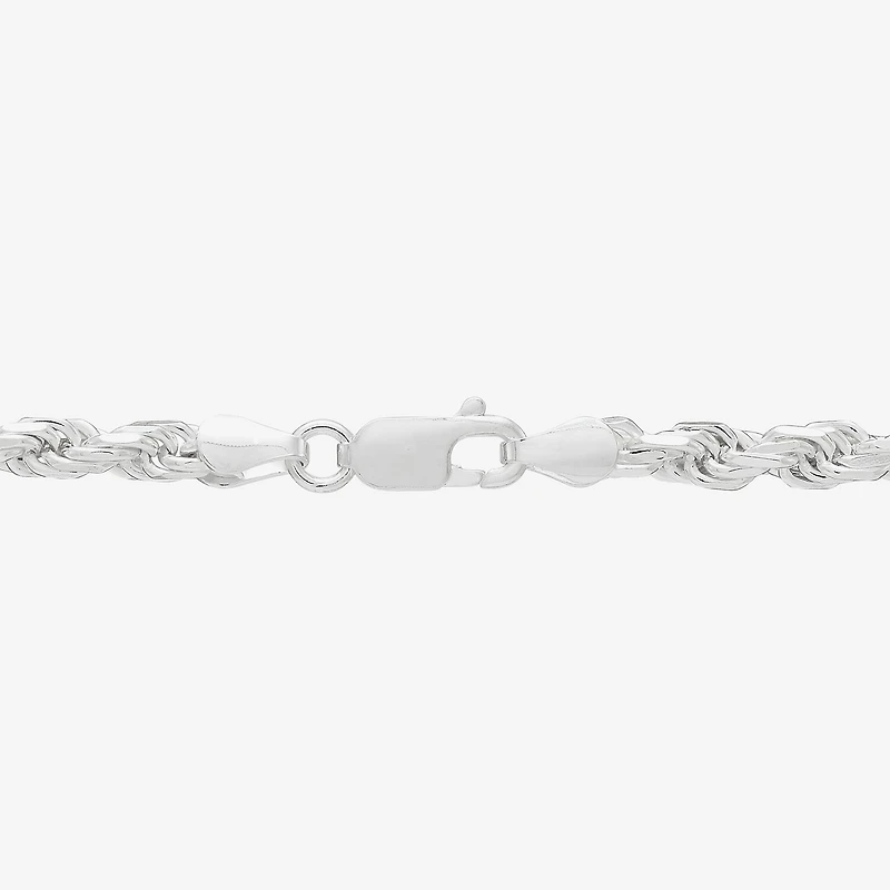 Made in Italy Womens Sterling Silver Inch Solid Rope Chain Bracelet