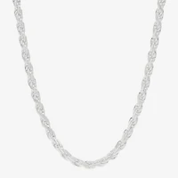 Made in Italy Womens Sterling Silver Inch Rope Chain Necklace