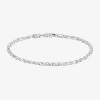 Made in Italy Womens Sterling Silver 7.5 Inch Solid Rope Chain Bracelet