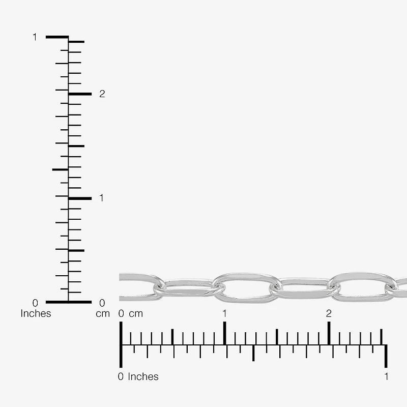Made in Italy Womens Sterling Silver 7.5 Inch Solid Paperclip Chain Bracelet
