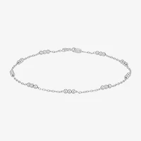 Made in Italy Womens Sterling Silver 9 Inch Solid Cable Heart Chain Bracelet