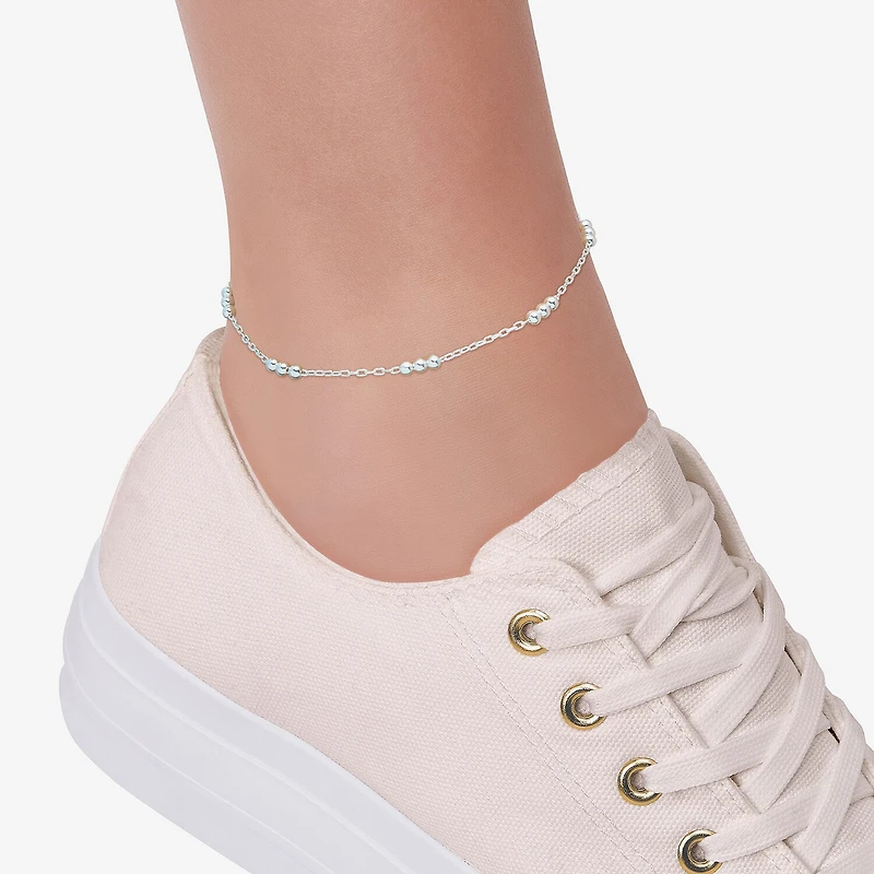 Made in Italy Womens Sterling Silver 9 Inch Solid Cable Heart Chain Bracelet