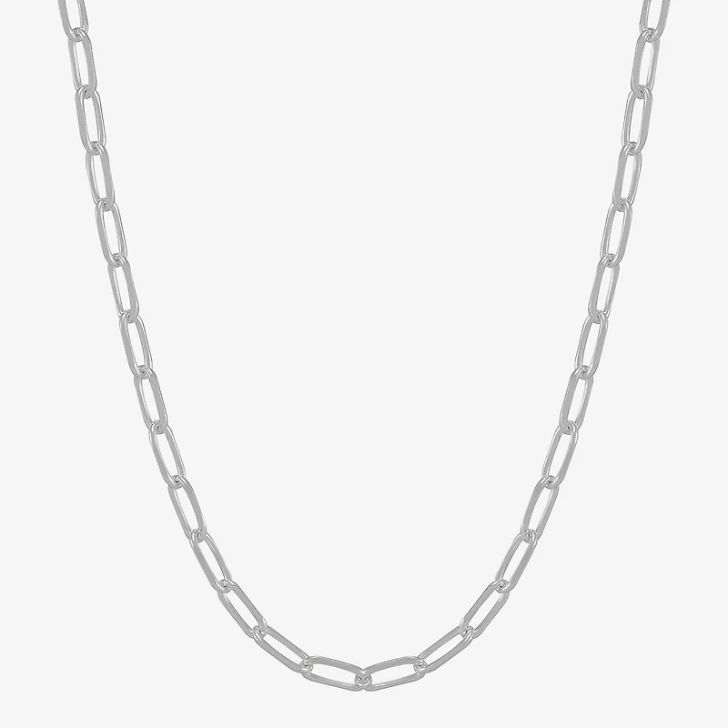 Made in Italy Womens Sterling Silver Inch Link Chain Necklace
