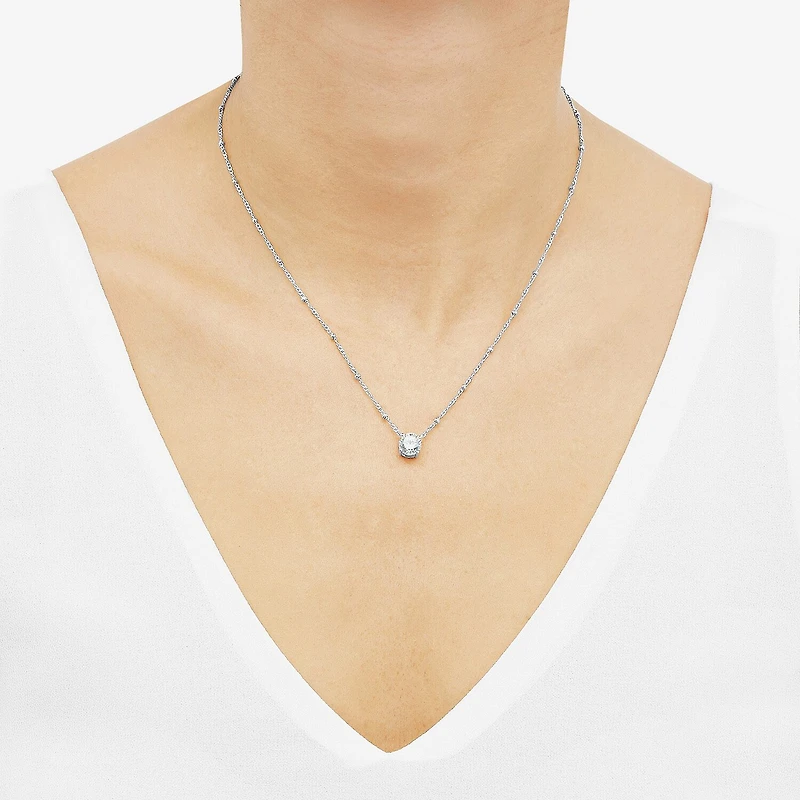 Diamonart Womens Sterling Silver Round 18 Inch Pendant Necklace