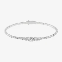Diamonart Womens Lab Created White Cubic Zirconia Sterling Silver Bangle Bracelet