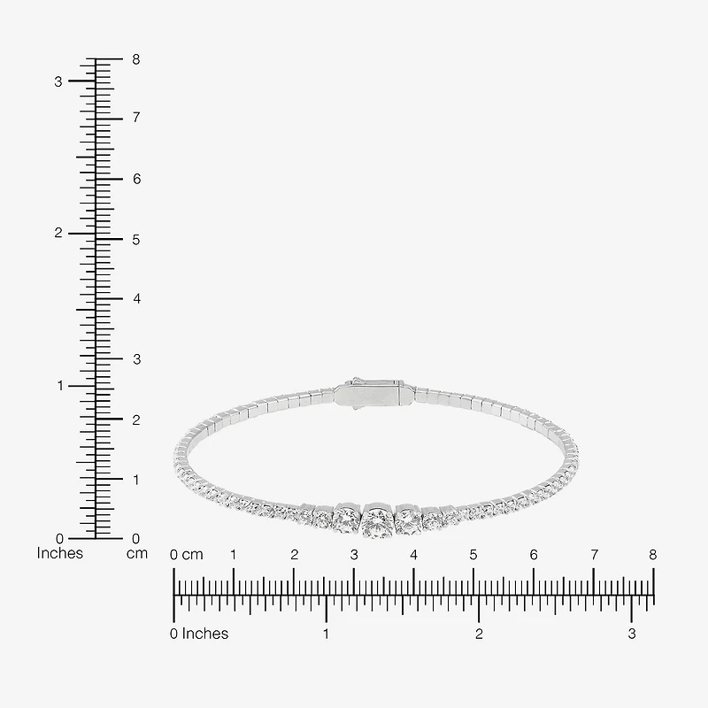 Diamonart Womens Lab Created White Cubic Zirconia Sterling Silver Bangle Bracelet