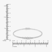 Diamonart Womens Lab Created White Cubic Zirconia Sterling Silver Bangle Bracelet
