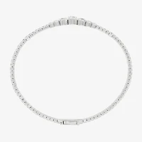 Diamonart Womens Lab Created White Cubic Zirconia Sterling Silver Bangle Bracelet