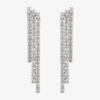 Diamonart Womens Lab Created White Cubic Zirconia Sterling Silver Drop Earrings