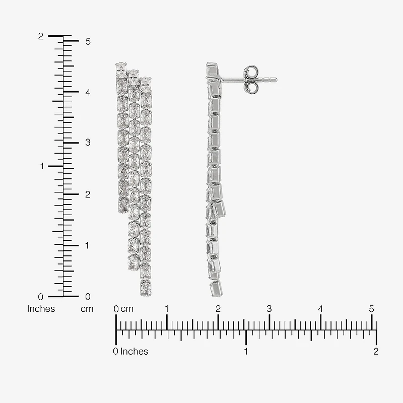 Diamonart Womens Lab Created White Cubic Zirconia Sterling Silver Drop Earrings