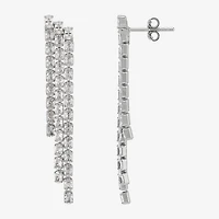 Diamonart Womens Lab Created White Cubic Zirconia Sterling Silver Drop Earrings