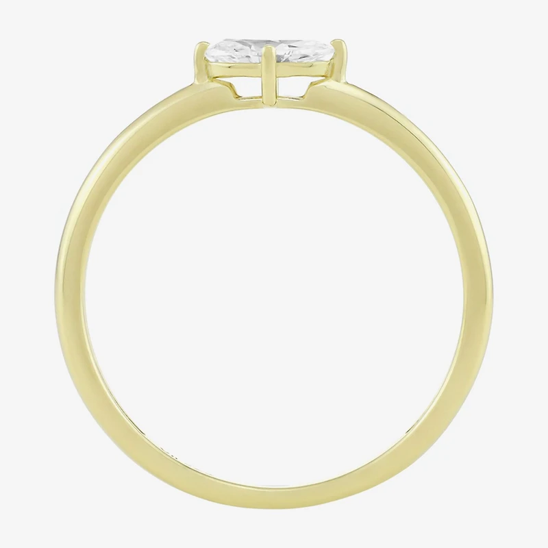 (H-I, Si1) Womens 1/5 CT. Lab Grown Yellow Diamond 14K Gold Over Silver Marquise Solitaire Cocktail Ring