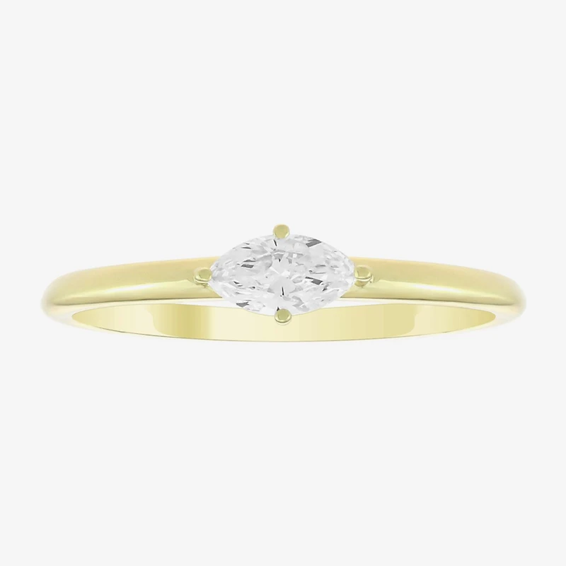 (H-I, Si1) Womens 1/5 CT. Lab Grown Yellow Diamond 14K Gold Over Silver Marquise Solitaire Cocktail Ring