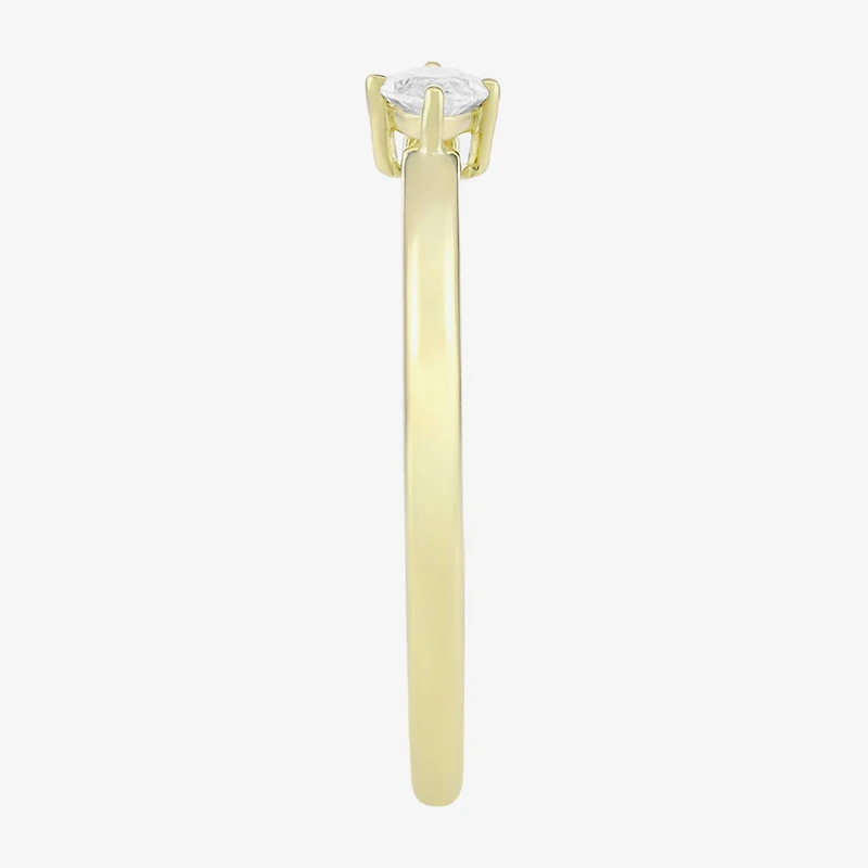 (H-I, Si1) Womens 1/5 CT. Lab Grown Yellow Diamond 14K Gold Over Silver Marquise Solitaire Cocktail Ring