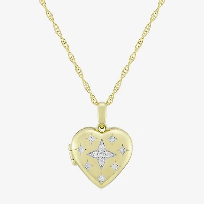 (H-I, Si1) Womens 1/6 CT. T.W. Lab Grown White Diamond 14K Gold Over Silver Heart 18 Inch Pendant Necklace