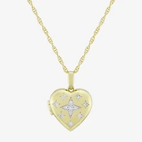 (H-I, Si1) Womens 1/6 CT. T.W. Lab Grown White Diamond 14K Gold Over Silver Heart 18 Inch Pendant Necklace