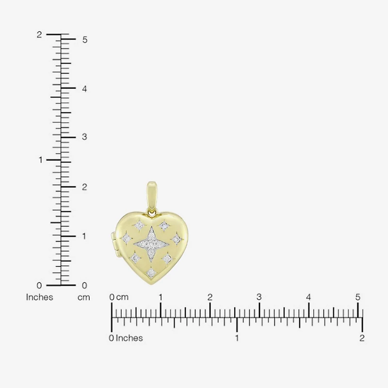 (H-I, Si1) Womens 1/6 CT. T.W. Lab Grown White Diamond 14K Gold Over Silver Heart 18 Inch Pendant Necklace