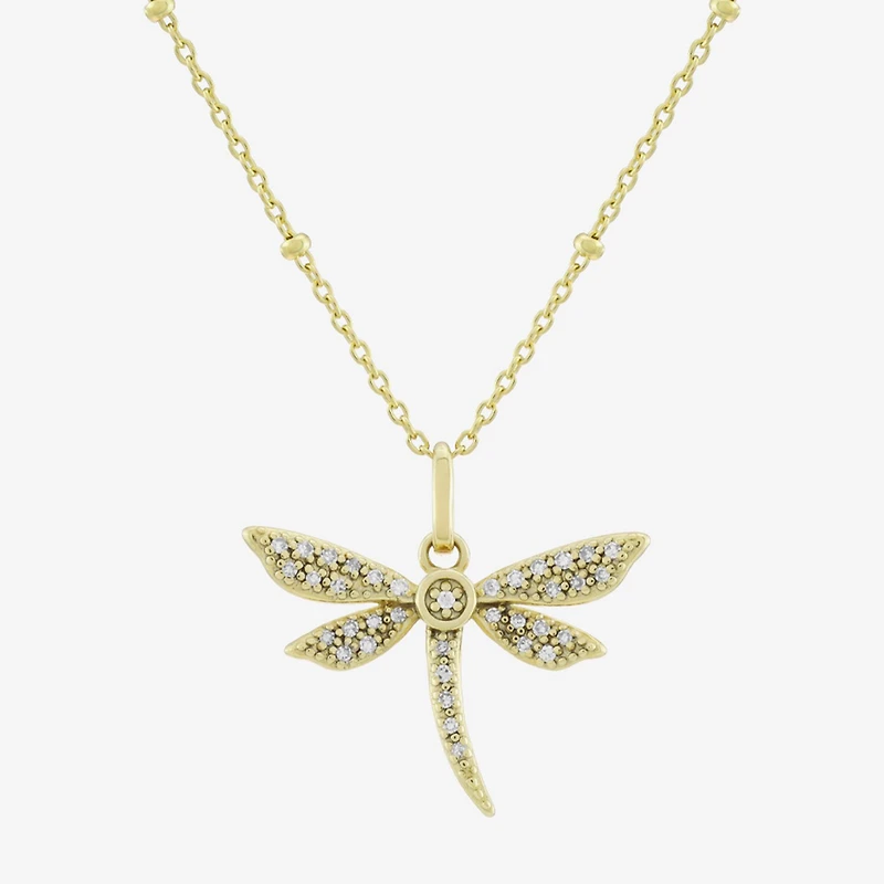 (H-I / Si1) Womens 1/10 CT. T.W. Lab Grown White Diamond 14K Gold Over Silver 18 Inch Pendant Necklace
