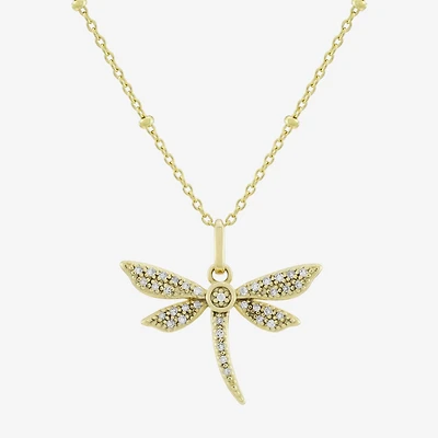 (H-I / Si1) Womens 1/10 CT. T.W. Lab Grown White Diamond 14K Gold Over Silver 18 Inch Pendant Necklace