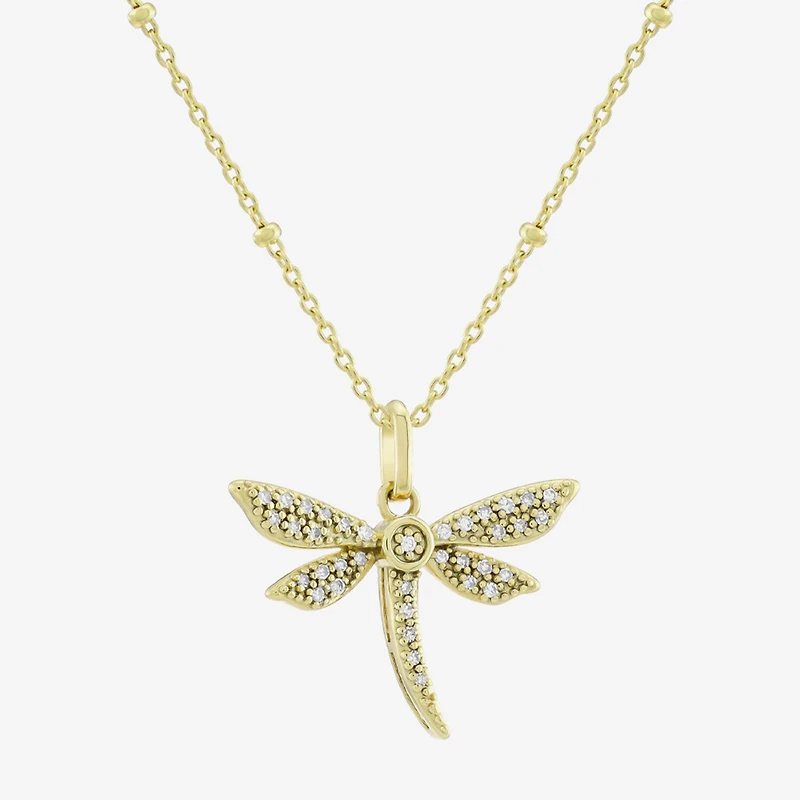 (H-I / Si1) Womens 1/10 CT. T.W. Lab Grown White Diamond 14K Gold Over Silver 18 Inch Pendant Necklace