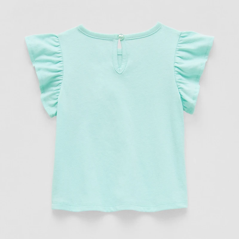 Okie Dokie Baby Girls Round Neck Short Sleeve Regular Fit Graphic T-Shirt
