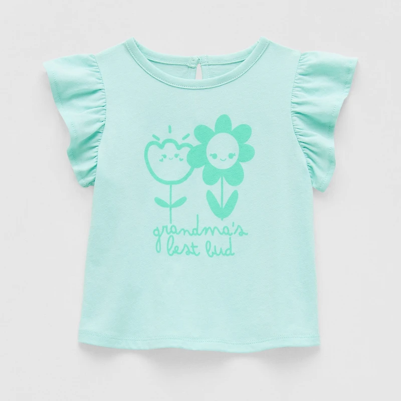Okie Dokie Baby Girls Round Neck Short Sleeve Regular Fit Graphic T-Shirt