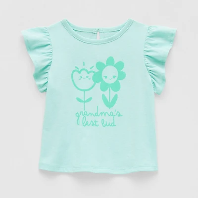 Okie Dokie Baby Girls Round Neck Short Sleeve Regular Fit Graphic T-Shirt