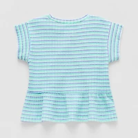 Okie Dokie Toddler & Little Girls Round Neck Short Sleeve Peplum Top