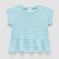 Okie Dokie Toddler & Little Girls Round Neck Short Sleeve Peplum Top
